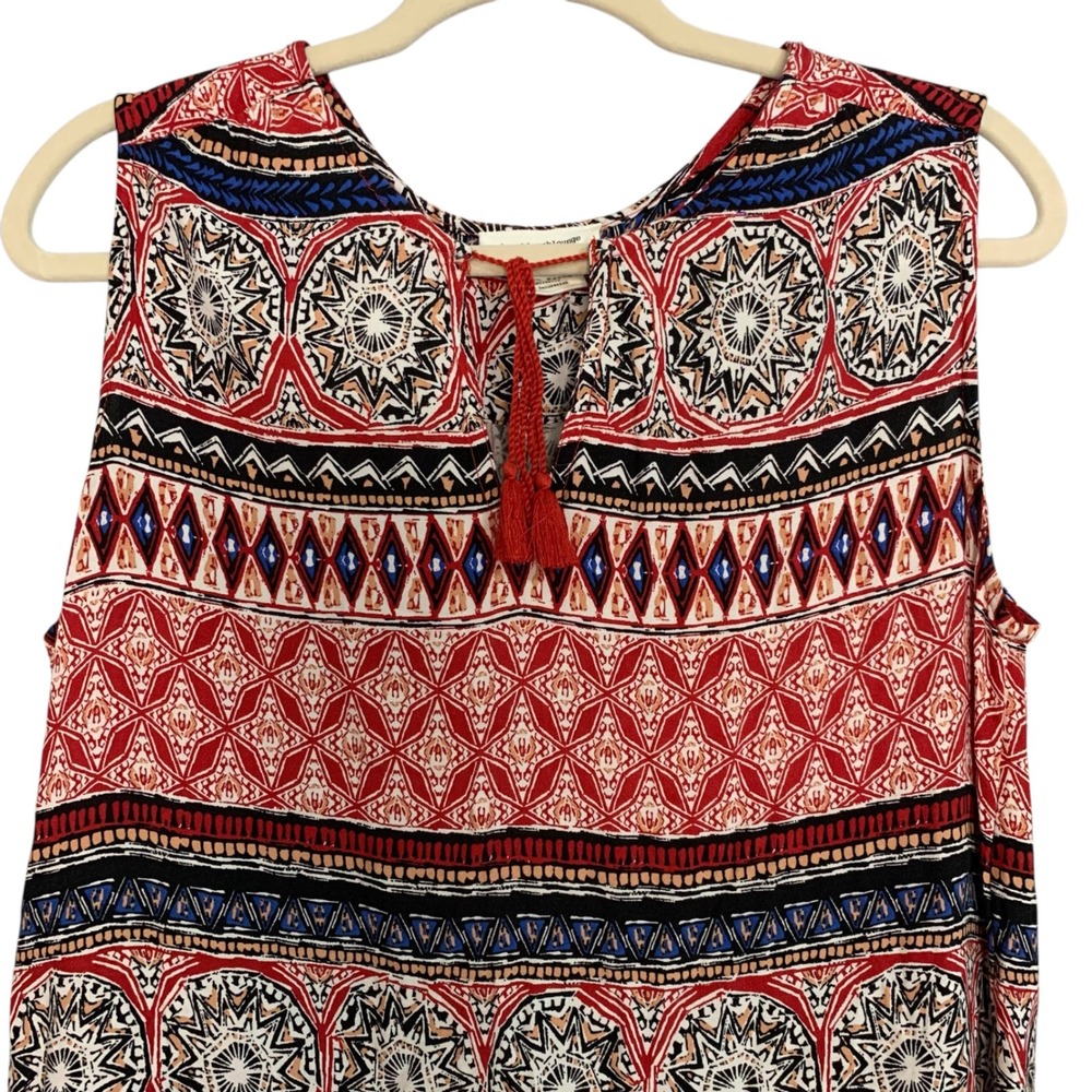 beachlunchlounge Women's Sleeveless Dress Size L Red Bohemian Print - Picture 4 of 9